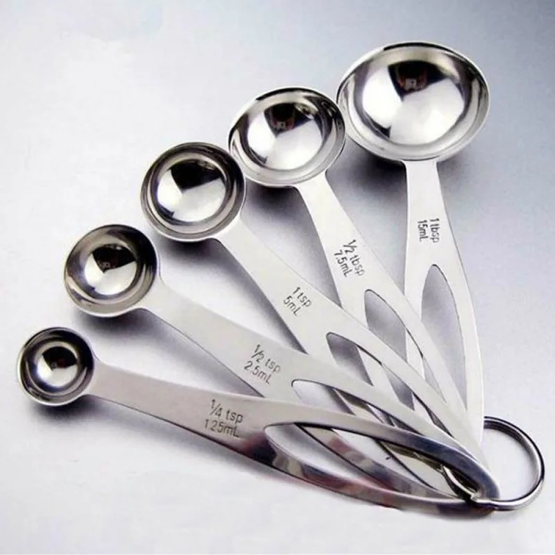 5pcs/set Stainless Steel Measuring Spoons Tea Coffee Measure Cooking