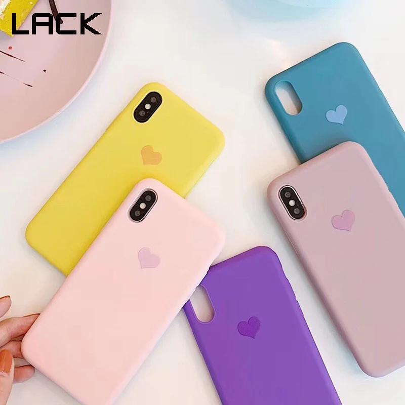 

LACK Candy Color Love Heart Soft TPU Cases For iphone 11 11Pro Max XS Max XR X 7 6 6S 8 Plus Phone CaseCute Couples Back Cover