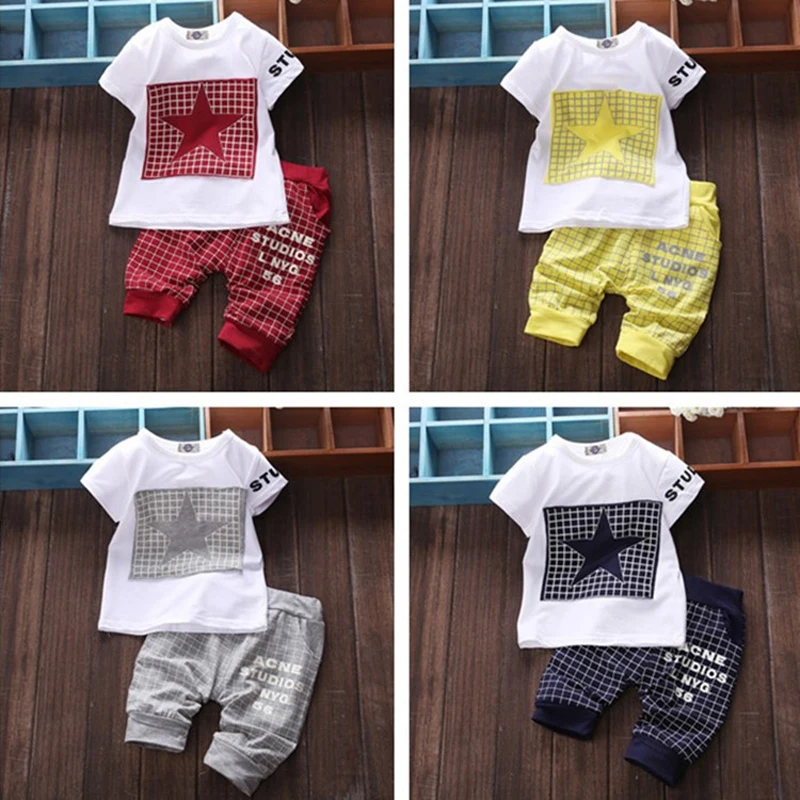 

2017 Boys Sports Clothes for Summer Casual Cool Outfit Children Toddler Clothing Boy Set Cotton t shirt shorts pants for Sales