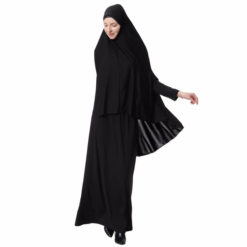 2018 fashiom мусульманских с капюшоном для взрослых шарф + юбка abayas Комплекты Женские