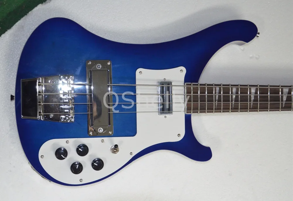 Высокое качество QShelly custom standard blue 4003 RK 4 струны треугольная инкрустация Рик электрическая бас гитара музыкальный инструмент магазин