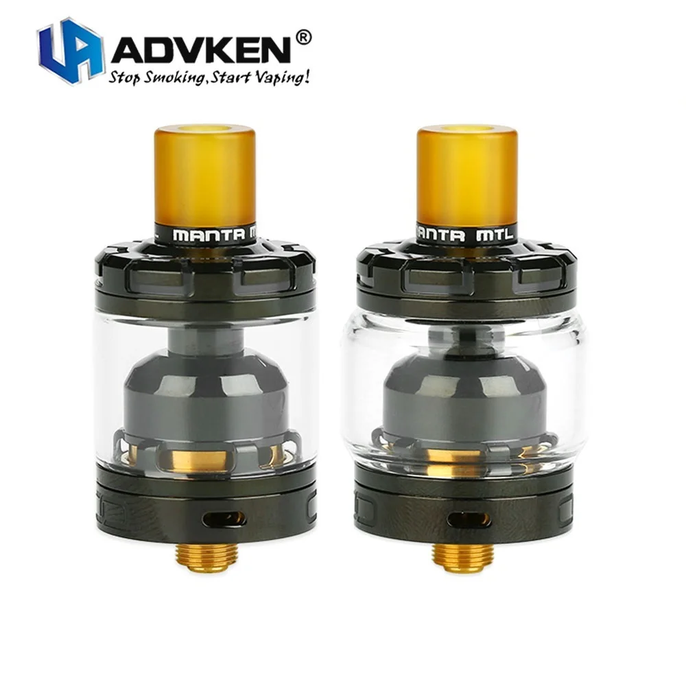 

Clearance 2ml Advken MANTA MTL RTA 24mm Diamater with Vacuum Gold-plated Deck & Side-air Intake Design Best MTL Atomizer