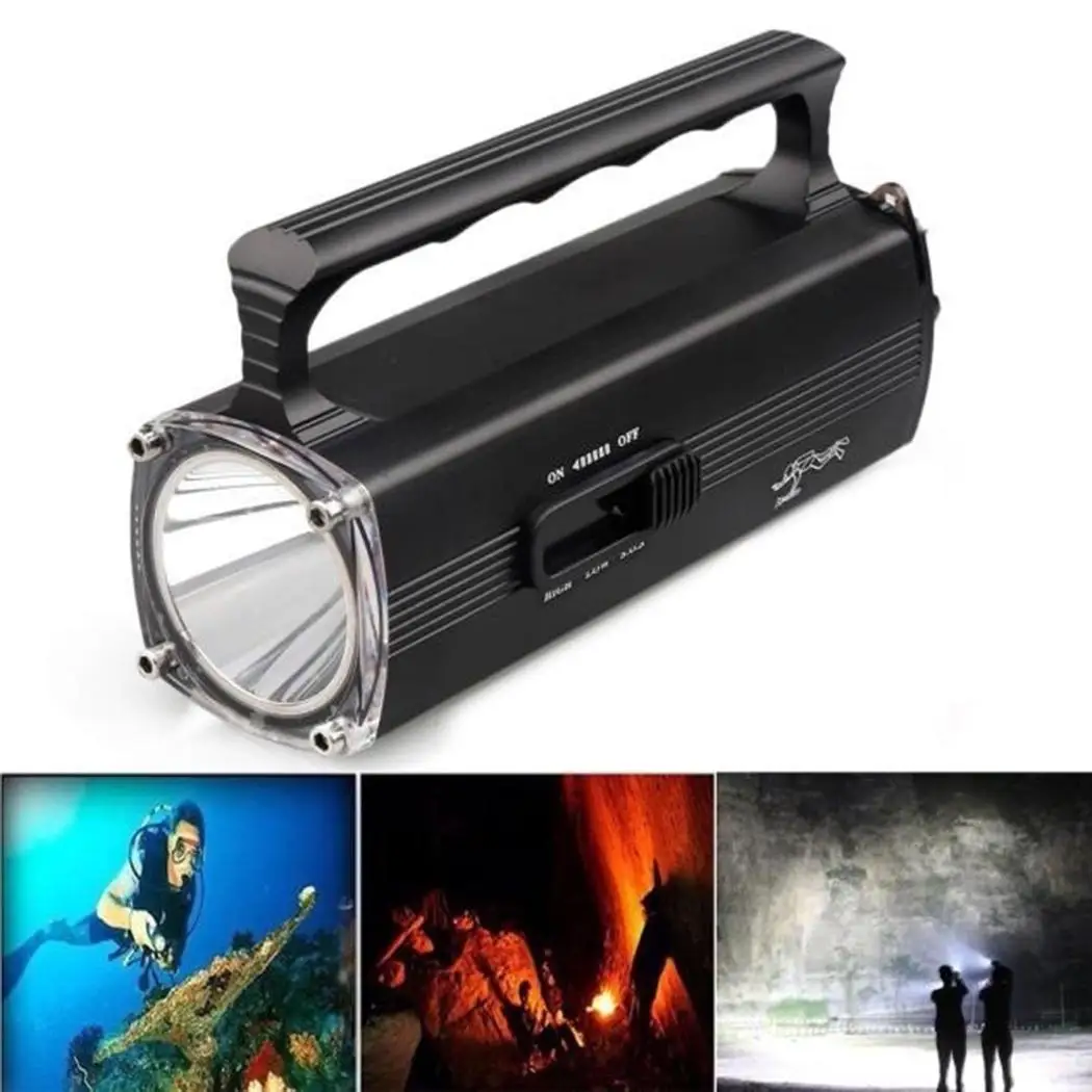 Diving Handle Push Switch Flashlight Non-Slip Waterproof Lights Portable