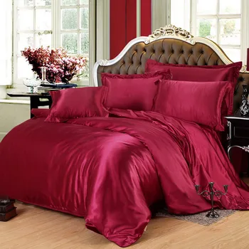 

100% Pure Satin Silk Bedding Set King Size Bed Set Luxury Bedclothes Duvet Cover Flat Sheet Fitted Covers Soft Silky Bed Linen