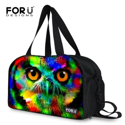 

New Waterproof Animal Owl Face Luggage Travel Bags Men's Large Capacity Duffle Bags Tote Travel Bag With Shoes Pocket