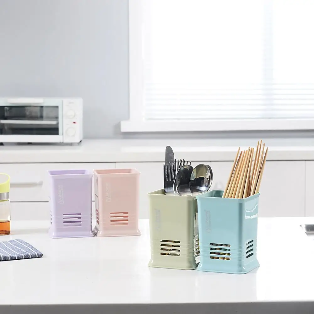 

Candy Color Creative Hollow Drain Chopsticks Storage Box Office School Pen Holder Box Desktop Makeup Brushes Comb Container Box