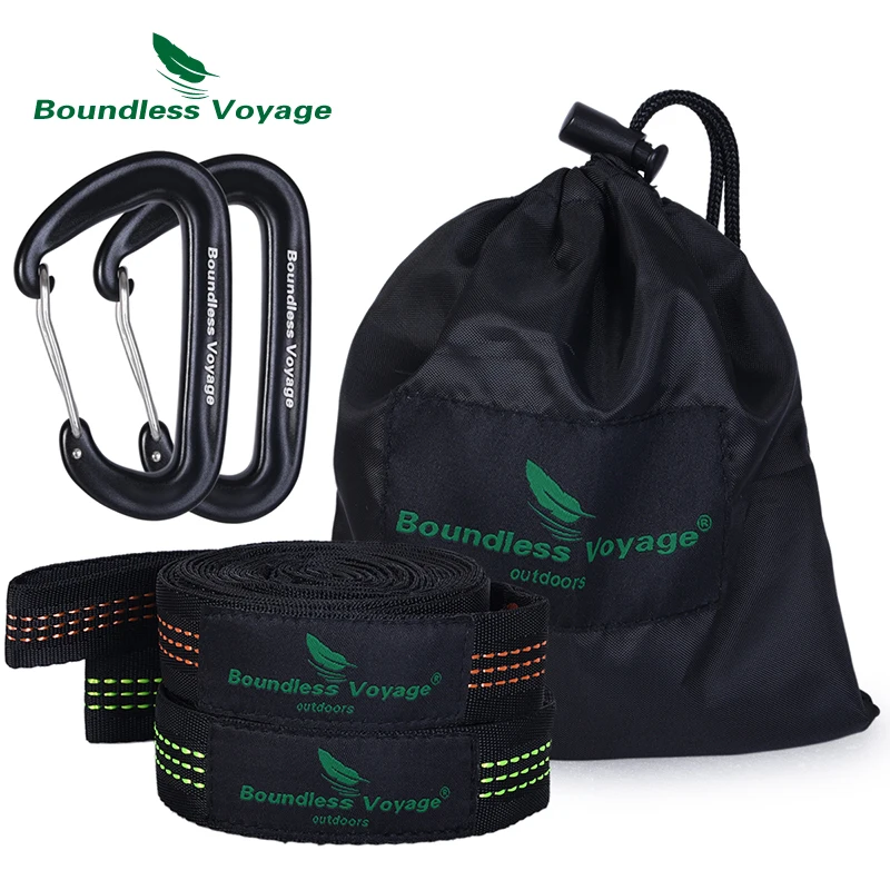 

Boundless Voyage 2 Pack Hammock Tree Straps with Carabiner Outdoor Camping Hanging Straps Swing Rope for Backyard Garden