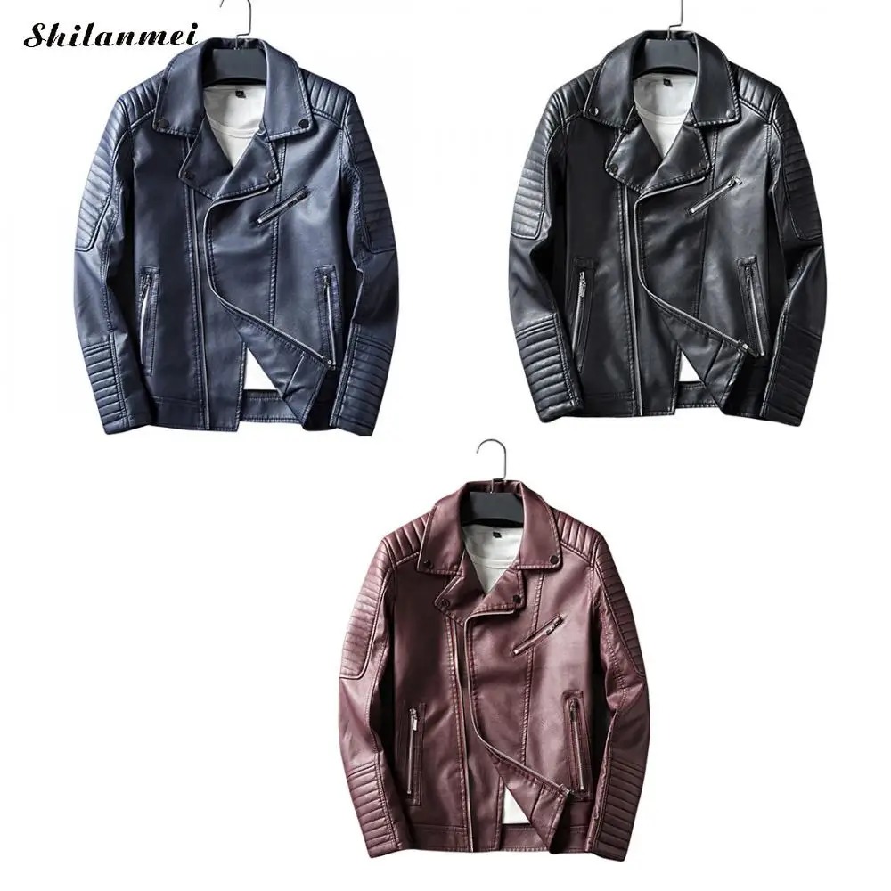 Autumn Winter Men'S Pu Leather Coats 2017 Fashion Slim Motorcycling