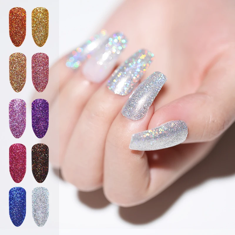 

10g Colorful Holo Glitter Powder Shining Shimmer Laser 20 Colors Nail Art Pigment Dust Glitters Manicure Nails Art Design
