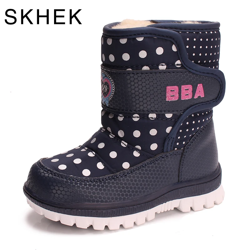 

SKHEK Winter Boys Girl Snow Boots For Kids Boots Shoe With Plush Baby Kids Warm Fashion Boot Rubber Children Cotton Shoes