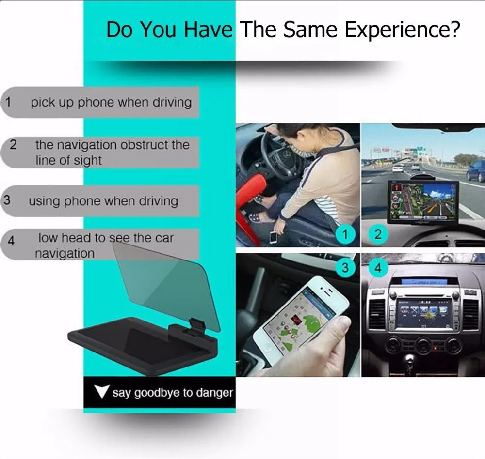 Автомобильный держатель для мобильного телефона с креплением на голову и gps-навигатором, светоотражающая пленка, автомобильный держатель для смартфона HUD для iPhone