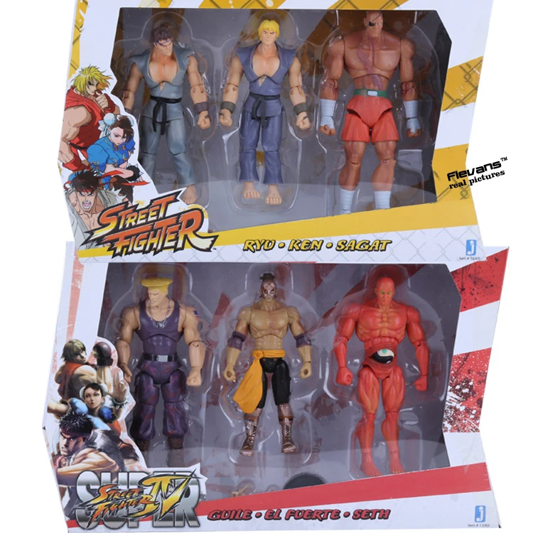

6pcs/set Street Fighter 4 Ryu Ken Sagat Guile EL Fuerte Seth PVC Action Figures Collectible Model Toys 4" 10cm