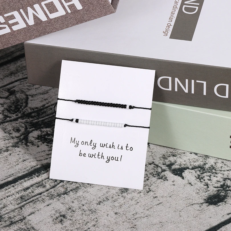 G.YCX White Black Charm Miyuki Couple Bracelet Set Custom His and Her Morse Code Bracelets Femme Anniversary Wedding Party Gifts G.YCX White Black Charm Miyuki Couple Bracelet Set Custom His and Her Morse Code Bracelets Femme Anniversary Wedding Party Gifts