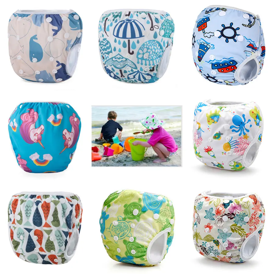 

One Size Waterproof Adjustable Swim Diaper Pool Pant 10-40lbs Swim Diapers Baby Reusable Washable Swimsuit Cover Training Unisex
