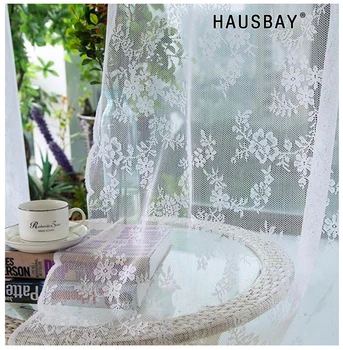 

White Lace Tulle Curtains For Living Room European Voile Sheer Curtains For Window Bedroom Lace Curtains Fabrics Drapes CT1018