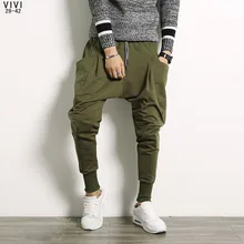 M-5XL Новинка Мужская одежда модный стилист волос тонкие брюки с заниженной шаговым швом брюки с резинками на щиколотках шаровары большие размеры костюмы