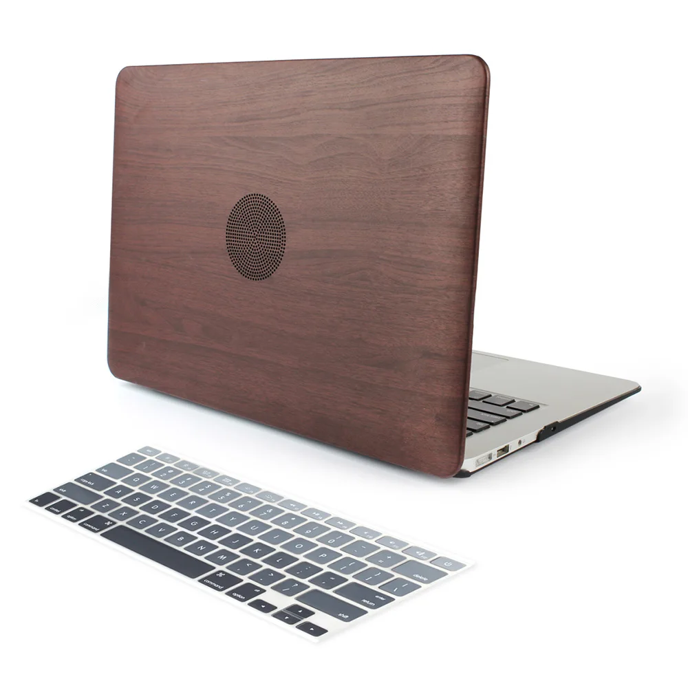 PU Leather Coated Soft Touch Hard Case for Macbook Pro 13 15 with Retina Wooden Pattern Cover Case for Macbook Air 11 12 13