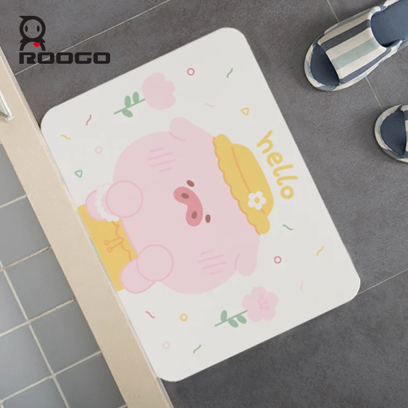 

cute pink pig practical multifunctional diatom mud pad Bathroom absorbent Non-slip pad heat insulation kitchen table mats