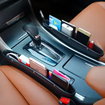

Car Storage Box Car Seat Gap Filling Pocket PU Leather Catcher Box Seat Side Pocket Can Store Phone Keys And Other Accessories