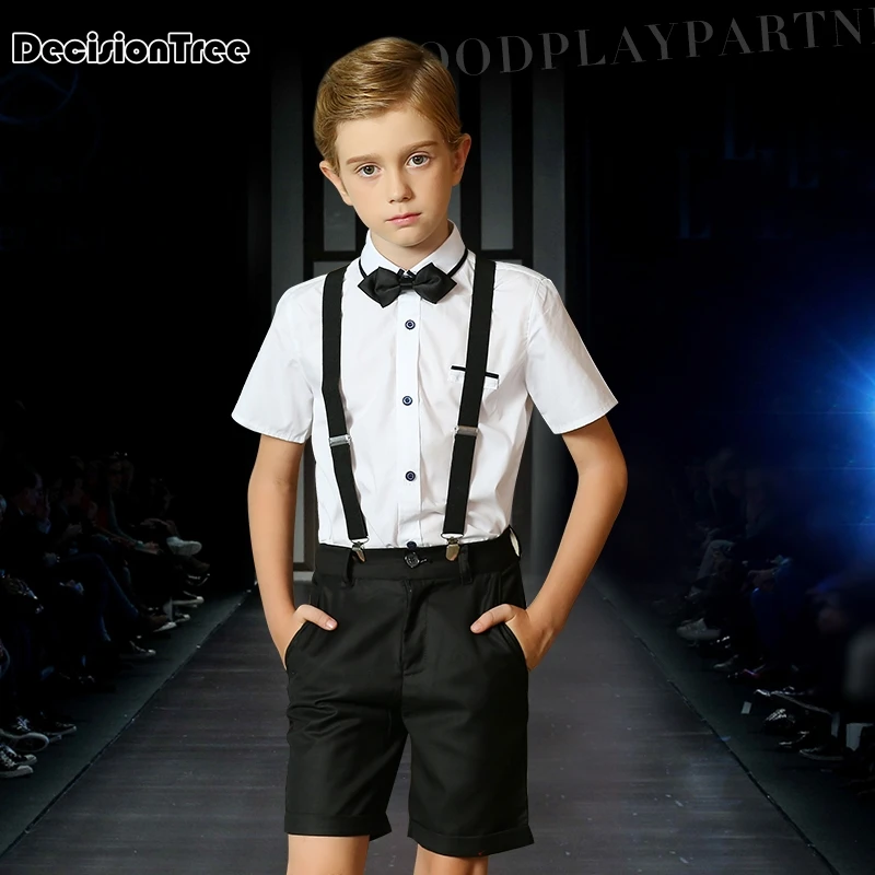 

2019 new kids boys clothes set casual plaid shirt+overalls toddler children wedding suit for baby boy years