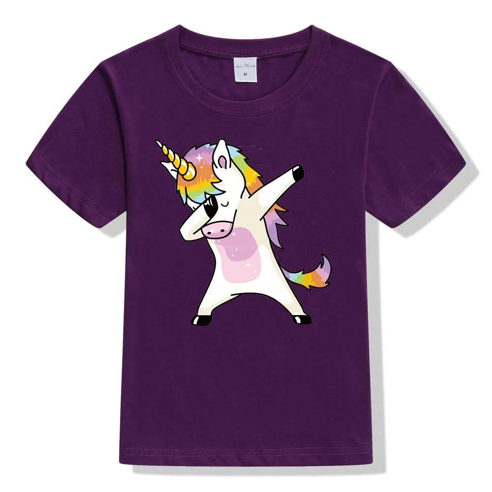Детская летняя футболка с единорогом для мальчиков и девочек детская футболка с короткими рукавами с Мопсом уличная футболка в стиле хип-хоп для подростков - Цвет: 44A4-KSTPP-