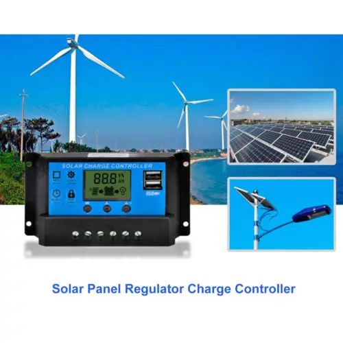 30A автоматический Солнечный Контроллер заряда PWM с ЖК-дисплеем Dual USB 5 В выход Солнечная Панель зарядное устройство регулятор PV для дома