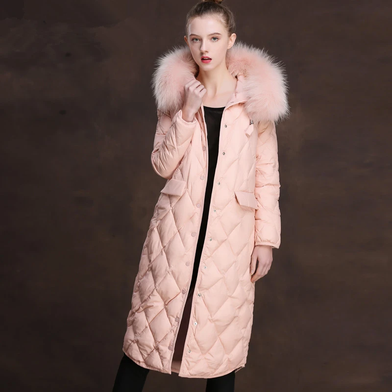 Longue gray Duvet Mujer Canard Vintage Parka Femmes Fourrure Coréenne Manteau Abrigo De Black Col Véritable pink Renard Zl743 D'hiver Veste À Manteaux Capuchon qz6F1