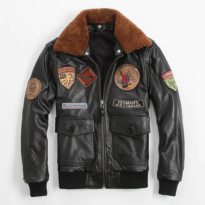 Aliexpress.com : Buy 20168 New Men's Black Leather Pilot Jacket Wool ...