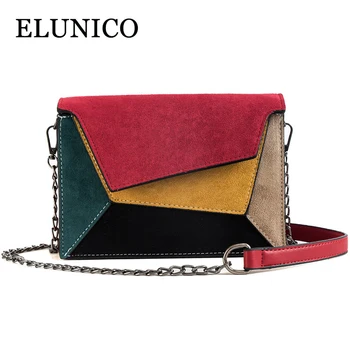 

ELUNICO Designer Bags Famous Brand Women Bags 2020 Winter Girls Small Patchwork Color Shoulder Bag Ladies Casual Messenger Bag