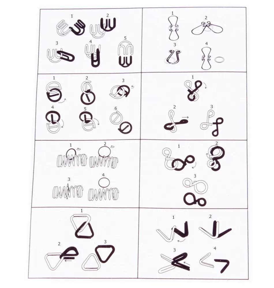 8 шт./компл. головоломка Металл головоломки Классический тизер IQ провода мозга Монтессори материалы детские развивающие игрушки подарок