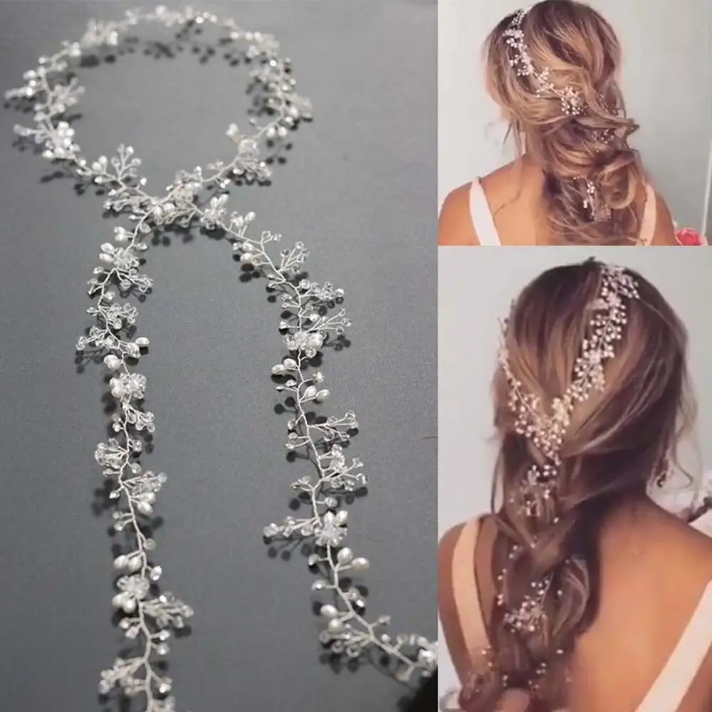 

Fashion Luxury Bride Pearl Headband Hand Woven Hair Accessories Headdress