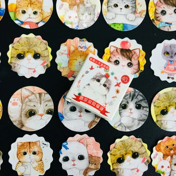 

40pcs /Pack Cute Fat Cat Adhesive DIY Sticker Stick Label Notebook Album Diary Decor Student Stationery Kids Gift