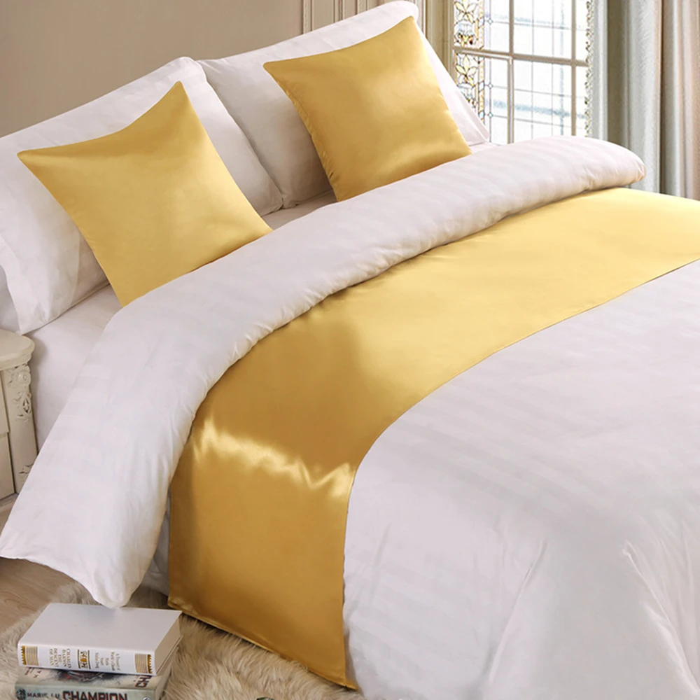 RAYUAN Silk and Satin Bedspreads Silk Fabrics Bed Runner Bedding Single Queen King Bed Cover Towel Home Hotel Decorations