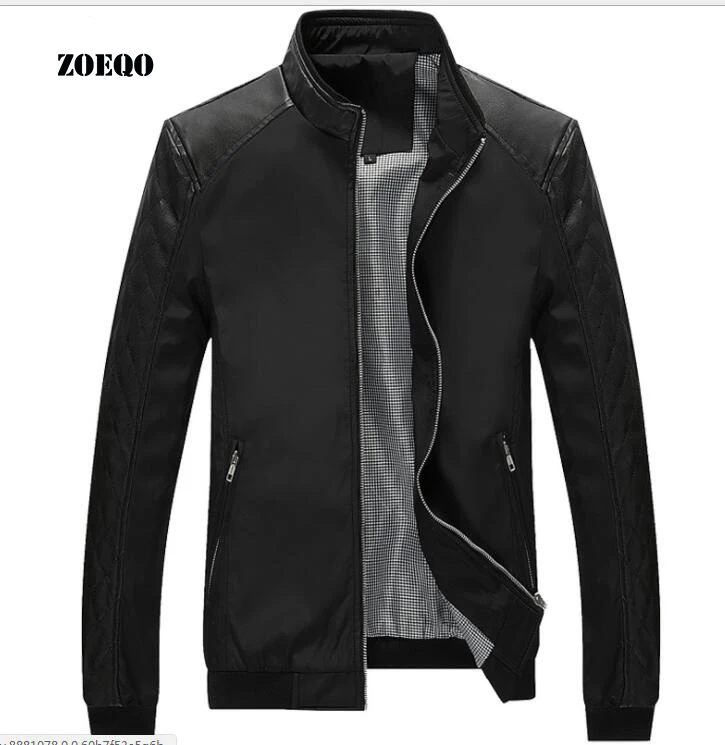 ZOEQO Новинка весны Для мужчин PU лоскутные куртки Для мужчин, тонкие куртки Повседневное тонкий мужской пальто jaqueta masculina M-5XL