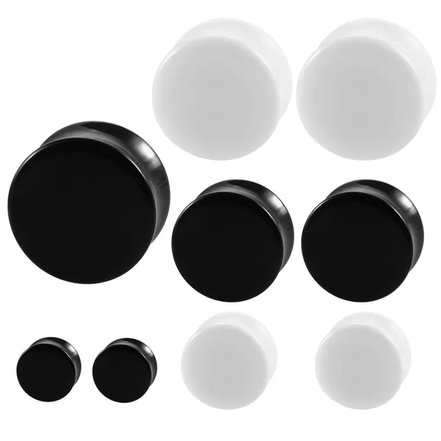 2pcs Acrylic Ear Plugs And Tunnels Black White Simple Earring Gauges 2pcs Acrylic Ear Plugs And Tunnels Black White Simple Earring Gauges Piercing Curved Saddle Expander