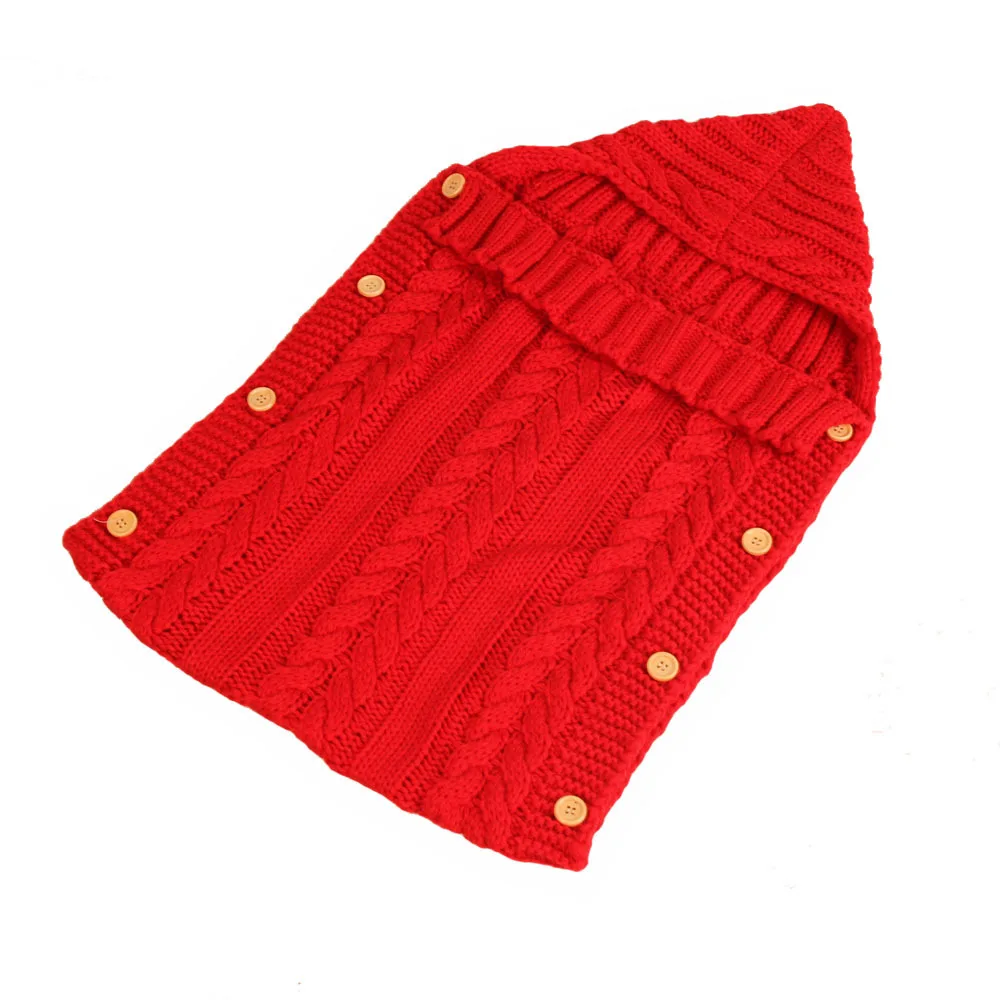 1 шт. детские пеленки обертывание теплый вязаный детский спальный мешок для малышей осень зима мягкое одеяло подходит для новорожденных - Цвет: Красный