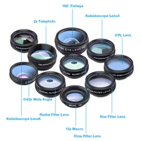 APEXEL Phone lens kit universal 10 in 1 Fisheye Wide Angle macro Lens CPL Filter Kaleidoscope+2X telescope Lens for smartphone - Image 3