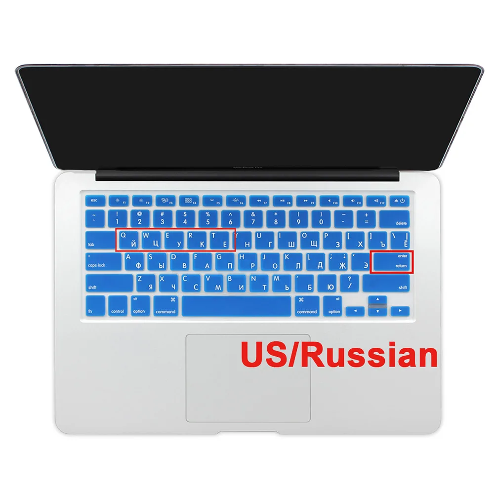 США введите русский алфавит силиконовый чехол для клавиатуры MacBook Air 13 Pro 13 15 17 дюймов retina A1466 A1502 A1398 - Цвет: dark blue