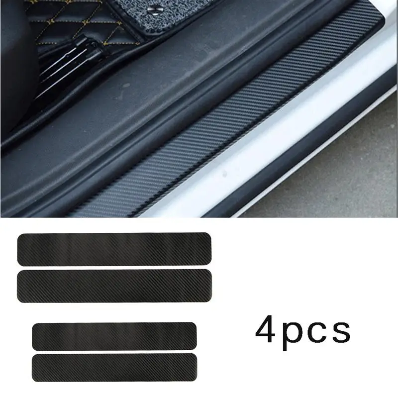 4 шт. Защитные пленки на пороги автомобиля против царапин из углеродного волокна 3D наклейка с скребком для всех автомобилей