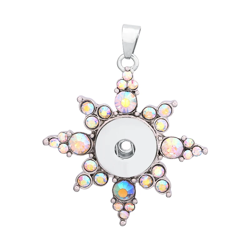 

Colourful Crystal Leaf Pendants Silver Color Snap Pendant fit 18mm/20mm DIY Snap Buttons