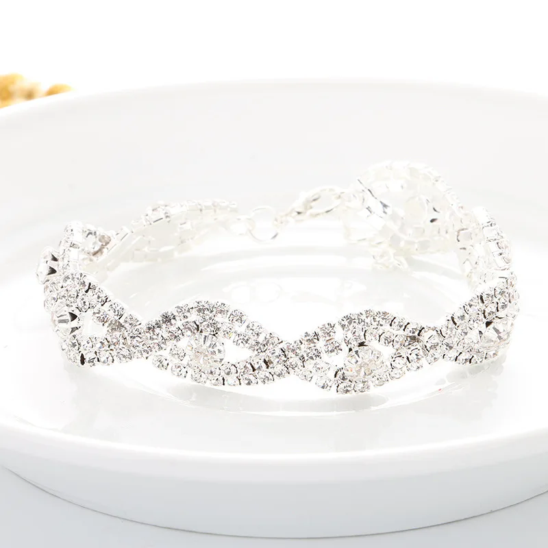 

2018 Top Sell Women Luxury Bracelets & Bangles Wholesale Rhinestone Woman Fashion Bracelets Bangles Wedding Gifts