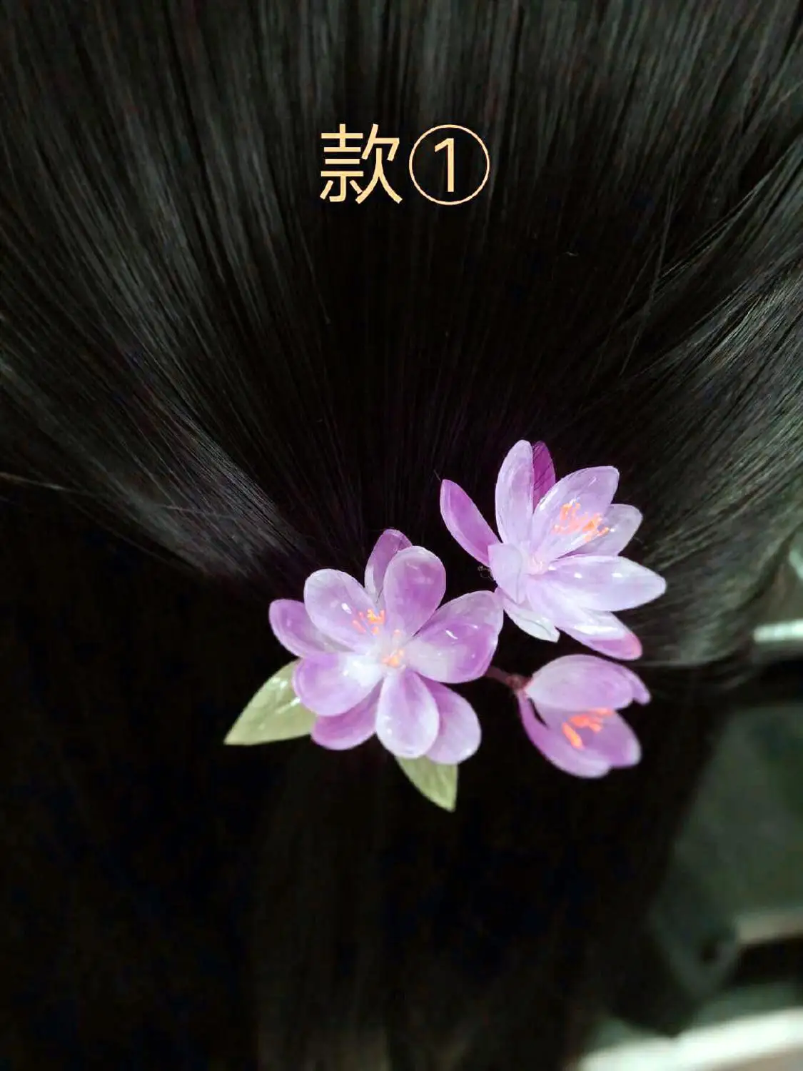 

LALAVARA custom made Chinese tradition Kanzashi crystal resin sakura blooms hair stick pins wedding Bridal hair accessories
