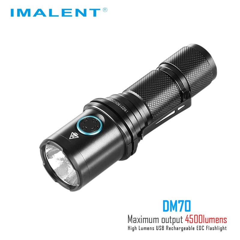 IMALENT DM70 фонарик CREE XHP70.2 Макс 4500 люмен дальность луча 306 м ручной фонарь+ 21700 5000 мАч перезаряжаемый аккумулятор