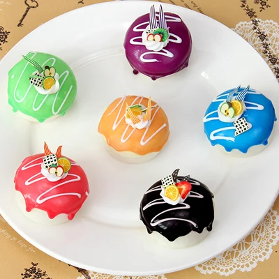 

6pcs Simulated round cheese line card cake PU fake dessert model