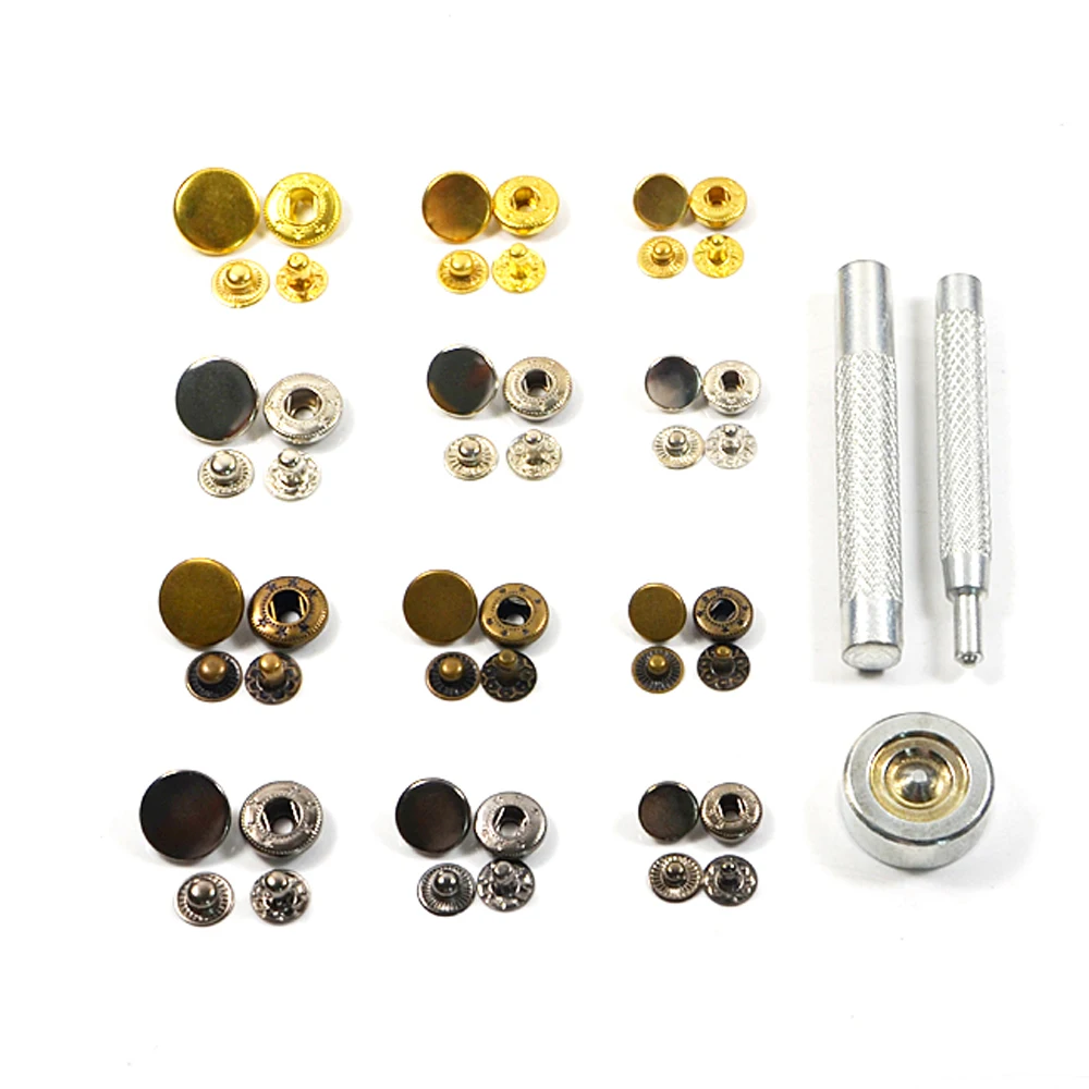 

10pcs 15mm Mix 4 Colors Metal Snap Fasteners With Press Tool Poppers Press Stud Sewing Leather Button DIY