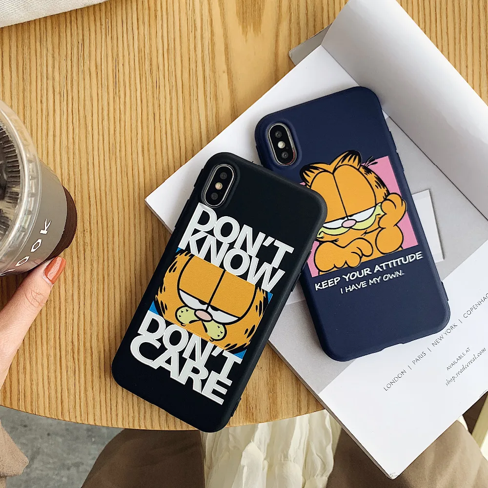 

Cute Garfield Cat Phone Case For iPhone XS Max XR X Back Cover TPU Soft Silicone Case For iPhone 7 8 Plus 6 6s Plus Coque Fundas