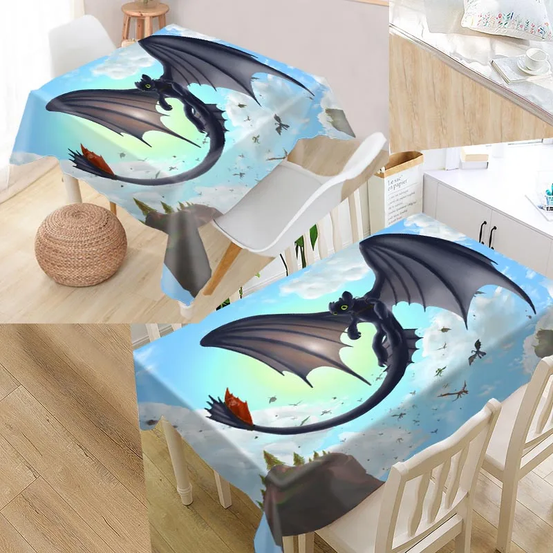  New Arrival Custom How To Train Your Dragon Table Cloth Waterproof Oxford Fabric Rectangular Tablec