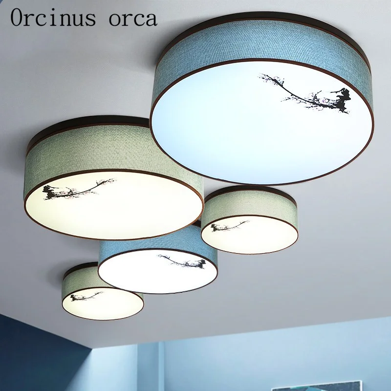 

New Chinese style circular cloth art ceiling lamp living room bedroom study simple modern ceiling lamp free shipping