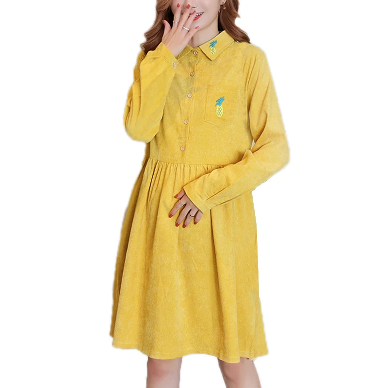

Maternity Nursing Corduroy Dress Autumn Winter Breast Feeding Dresses for Pregnant Women Plus Size Pregnancy Fashion Clothes New