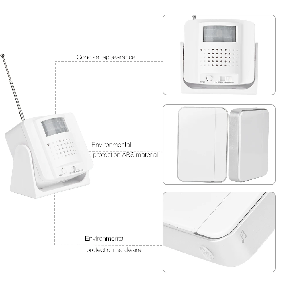 3 в 1 инфракрасный датчик движения Сигнализация дверь вход приветствующий дверной звонок оповещения Домашняя безопасность 110-240 В ABS пластик